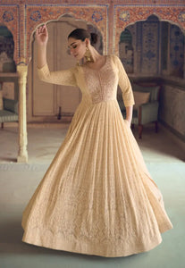 Timeless Grace Intricately Embroidered Peach Anarkali Gown