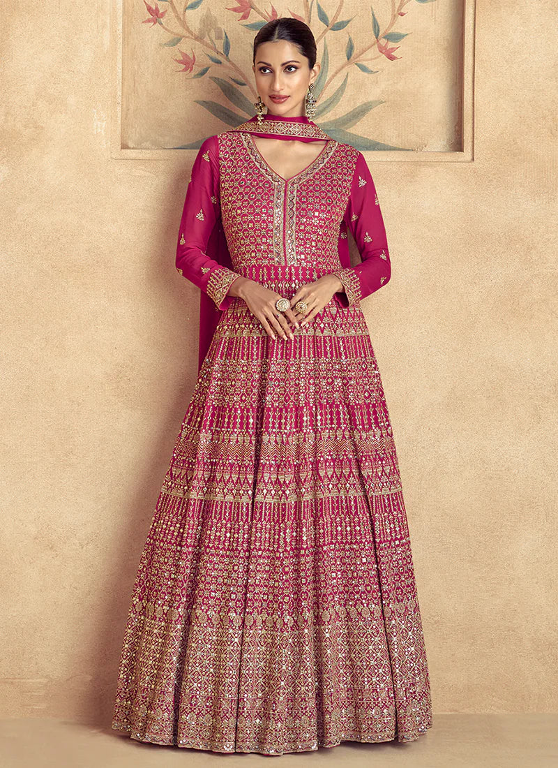 Timeless Grace Pink Embroidered Anarkali Gown