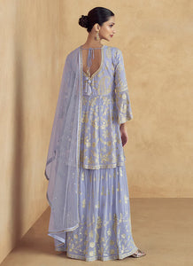 Timeless Lavender Embroidered Sharara Style Suit