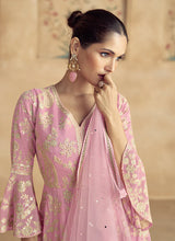 Load image into Gallery viewer, Timeless Pink Embroidered Sharara Style Suit
