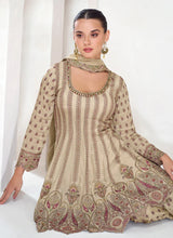 Load image into Gallery viewer, Timeless Trends Cream Embroidered Palazzo Suit
