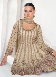 Timeless Trends Cream Embroidered Palazzo Suit