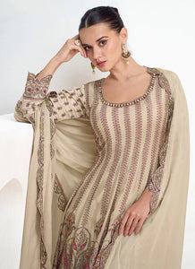 Timeless Trends Cream Embroidered Palazzo Suit