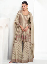 Load image into Gallery viewer, Timeless Trends Cream Embroidered Palazzo Suit
