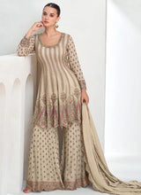 Load image into Gallery viewer, Timeless Trends Cream Embroidered Palazzo Suit
