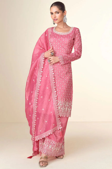 Timelessly Embellished Pink  Sharara Suit