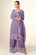 Load image into Gallery viewer, Timelessly Embellished Purple Sharara Suit
