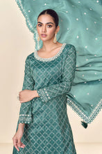 Load image into Gallery viewer, Timelessly Embellished Slate Blue Sharara Suit
