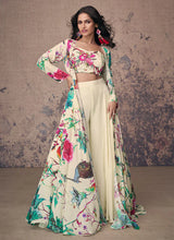 Load image into Gallery viewer, Vibrant Blooms White Multicolor Floral Jacket Style Palazzo
