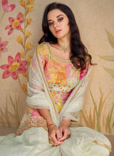 Load image into Gallery viewer, Vibrant White Multicolor Floral Sharara Style Suit
