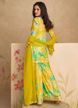 Load image into Gallery viewer, Vibrant Yellow Multicolor Floral Sharara Style Suit
