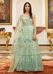 Aqua Blue Floral Designer Embroidered Kalidar Anarkali fashionandstylish.myshopify.com
