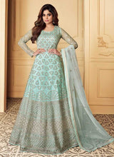 Load image into Gallery viewer, Aqua Blue Heavy Embroidered Gown Style Anarkali fashionandstylish.myshopify.com
