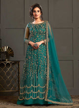Load image into Gallery viewer, Aquamarine Heavy Embroidered Gown Style Anarkali Suit fashionandstylish.myshopify.com
