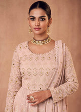 Load image into Gallery viewer, Baby Pink Embroidered Sharara Style Suit
