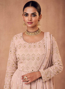 Baby Pink Embroidered Sharara Style Suit