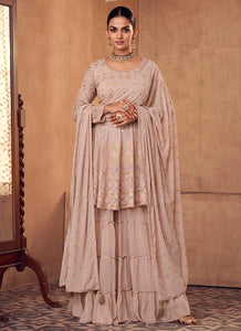 Baby Pink Embroidered Sharara Style Suit