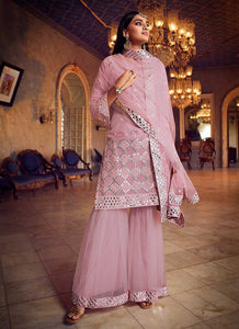 Baby Pink Mirror Embroidered Gharara Style Suit fashionandstylish.myshopify.com