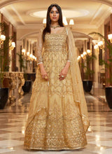 Load image into Gallery viewer, Beige Floral Designer Embroidered Kalidar Anarkali fashionandstylish.myshopify.com
