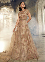 Load image into Gallery viewer, Beige Floral Heavy Embroidered Gown Style Anarkali
