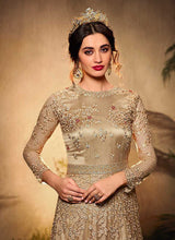 Load image into Gallery viewer, Beige Gold Heavy Embroidered Gown Style Anarkali Suit fashionandstylish.myshopify.com
