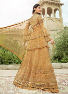 Beige Gold Heavy Embroidered Lehenga Style Anarkali fashionandstylish.myshopify.com