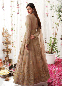 Beige Heavy Embroidered Designer Kalidar Anarkali Suit fashionandstylish.myshopify.com