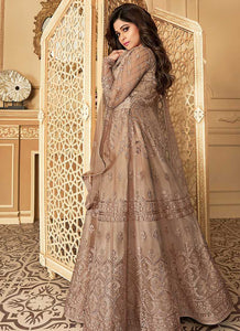 Beige Heavy Embroidered Kalidar Gown Style Anarkali fashionandstylish.myshopify.com