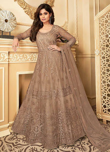 Beige Heavy Embroidered Kalidar Gown Style Anarkali fashionandstylish.myshopify.com