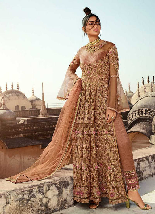 Beige Heavy Embroidered Lehenga/Pant Style Anarkali fashionandstylish.myshopify.com