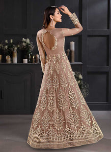 Beige and Gold Heavy Embroidered Kalidar Gown Style Anarkali fashionandstylish.myshopify.com