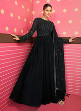 Load image into Gallery viewer, Black Color Embroidered Stylish Sharara Suit
