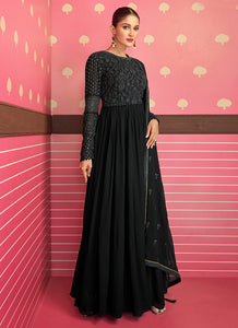 Black Color Embroidered Stylish Sharara Suit