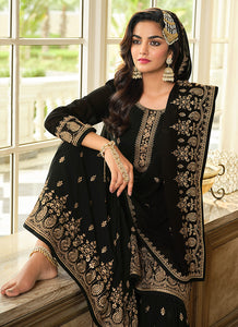 Black Color Heavy Embroidered Gharara Style Suit