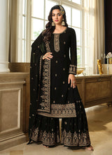 Load image into Gallery viewer, Black Color Heavy Embroidered Gharara Style Suit
