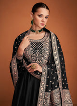 Load image into Gallery viewer, Black Embroidered Designer Kalidar Anarkali Suit
