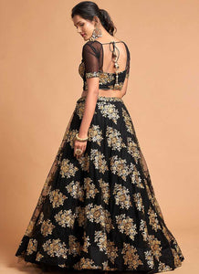 Black Floral Heavy Embroidered Designer Lehenga Choli fashionandstylish.myshopify.com