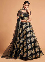 Load image into Gallery viewer, Black Floral Heavy Embroidered Designer Lehenga Choli fashionandstylish.myshopify.com
