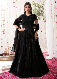 Black Heavy Embroidered Designer Kalidar Anarkali Suit fashionandstylish.myshopify.com