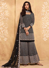 Load image into Gallery viewer, Black Heavy Embroidered Designer Sharara Style Suit fashionandstylish.myshopify.com
