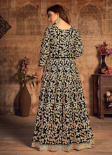 Load image into Gallery viewer, Black Heavy Embroidered Designer Velvet Anarkali Suit fashionandstylish.myshopify.com
