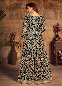 Black Heavy Embroidered Designer Velvet Anarkali Suit fashionandstylish.myshopify.com