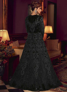Black Heavy Embroidered Gown Style Anarkali Suit fashionandstylish.myshopify.com