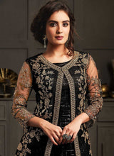 Load image into Gallery viewer, Black Heavy Embroidered Jacket Style Anarkali Suit fashionandstylish.myshopify.com
