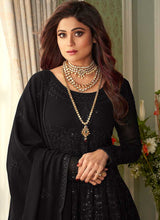 Load image into Gallery viewer, Black Heavy Embroidered Kalidar Anarkali Suit fashionandstylish.myshopify.com
