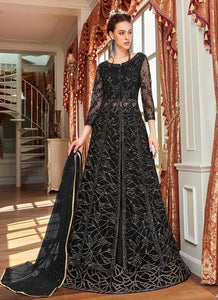 Black Heavy Embroidered Lehenga/ Pant Style Anarkali fashionandstylish.myshopify.com