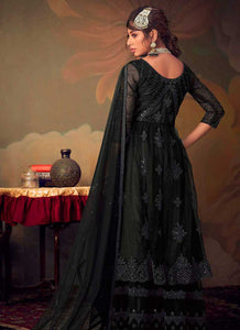 Black Heavy Embroidered Net Sharara Style Suit fashionandstylish.myshopify.com