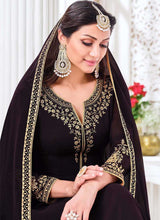 Load image into Gallery viewer, Black Heavy Embroidered Kalidar Anarkali Suit fashionandstylish.myshopify.com
