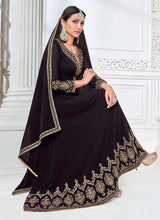 Load image into Gallery viewer, Black Heavy Embroidered Kalidar Anarkali Suit fashionandstylish.myshopify.com
