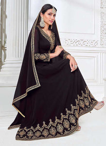 Black Heavy Embroidered Kalidar Anarkali Suit fashionandstylish.myshopify.com